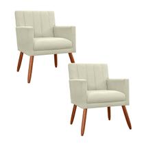 Combo 2 Poltronas Decorativa Para Consultório Escritório Cecília Suede Bege - INCASA DECOR Combo 2 Poltronas Decorativa Para Consultório Escritório Cecília Suede Bege - INCASA DECOR