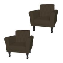 Combo 2 Poltronas Estofadas Para Hall de Entrada Classic Suede Marrom - LM DECOR Combo 2 Poltronas Estofadas Para Hall de Entrada Classic Suede Marrom - LM DECOR