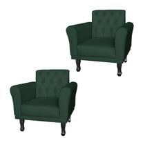 Combo 2 Poltronas Estofadas Para Hall de Entrada Classic Suede Verde - LM DECOR Combo 2 Poltronas Estofadas Para Hall de Entrada Classic Suede Verde - LM DECOR