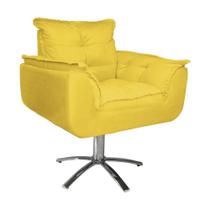 Combo 2 Poltronas Para Escritório Com Base Giratória de Metal Opala Suede Amarelo - DL Decor