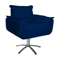 Combo 2 Poltronas Para Escritório Com Base Giratória de Metal Opala Suede Azul Marinho - LM DECOR Combo 2 Poltronas Para Escritório Com Base Giratória de Metal Opala Suede Azul Marinho - LM DECOR