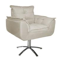 Combo 2 Poltronas Para Escritório Com Base Giratória de Metal Opala Suede Bege - LM DECOR