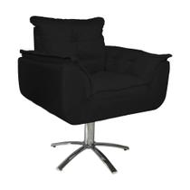 Combo 2 Poltronas Para Escritório Com Base Giratória de Metal Opala Suede Preto - DL Decor