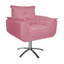 Combo 2 Poltronas Para Escritório Com Base Giratória de Metal Opala Suede Rosa Barbie - DL Decor