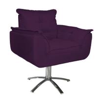 Combo 2 Poltronas Para Escritório Com Base Giratória de Metal Opala Suede Roxo - DL Decor