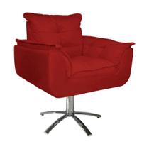 Combo 2 Poltronas Para Escritório Com Base Giratória de Metal Opala Suede Vermelho - LM DECOR