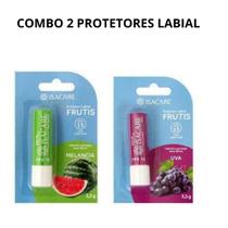 Combo 2 protetores labial isacare melancia e uva