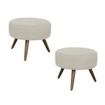 Combo 2 Puffs Magnus Redondo Decorativo Pé Palito Branco