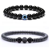 Combo 2 Pulseiras Masculinas Bolinha Pedra Hematita Preta Combo 2 Pulseiras Masculinas Bolinha Pedra Hematita Preta