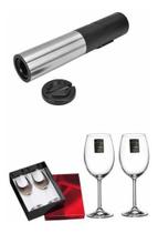 Combo 2 Taças Cristal Vinho 450 Ml + Saca-rolhas Automático Combo 2 Taças Cristal Vinho 450 Ml + Saca-rolhas Automático