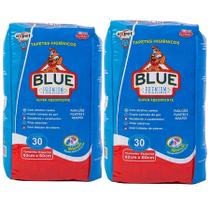 Combo 2 Tapete Higienico Cães Blue Premium Com 60 Unidades