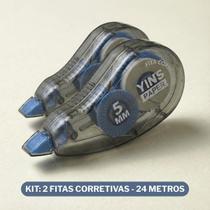 Combo 2 Unidades Corretivo Em Fita Yins Paper Corpo Fume 4 Cores Papelaria Criativa e Organização