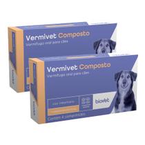COMBO 2 UNIDADES Vermivet Composto Cães 10 Kg 4 Comprimidos - Biovet