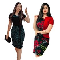 Combo 2 Vestidos Feminino Evangélico Qualidade Tecido Grosso Manga Curta