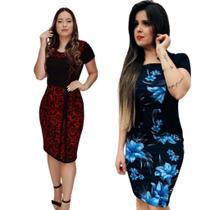 Combo 2 Vestidos Feminino Evangélico Qualidade Tecido Grosso Manga Curta