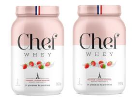 Combo 2 Whey Zero Lactose 907g Morango com Chantilly Chef Whey