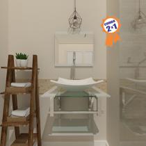 Combo 2 x 1 Gabinete de Vidro 45cm para Banheiro Cuba Quadrada - Escócia + Torneira Algarve
