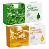 Combo 2kg cera quente em tabletes hortelã e natural depilflax