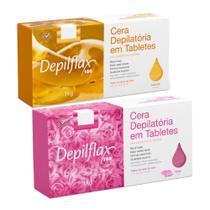 Combo 2kg cera quente em tabletes rosa e natural depilflax