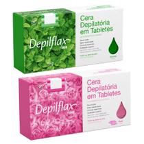 Combo 2kg cera quente em tabletles rosa e hortelã depilflax Combo 2kg cera quente em tabletles rosa e hortelã depilflax