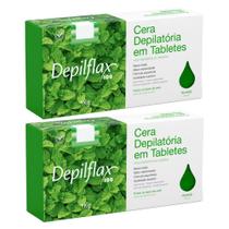 Combo 2kg cera quente hortelã em tabletes para depilação depilflax