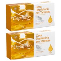 Combo 2kg cera quente natural em tabletex para depilação depilflax