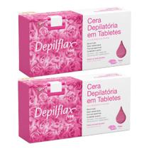 Combo 2kg cera quente rosa em tabletes para depilação depilflax