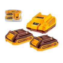 Combo 2X Bat 2.0Ah Com Carregador FBCPK2212 Ingco Sem Efeito Memória Proteção Contar Sobrecarga Superaquecimento e Curto Profissional