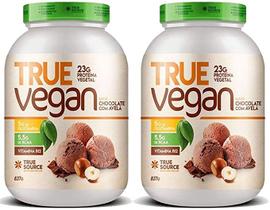 Combo 2x True Vegan Whey Proteína Vegana Chocolate com Avelã 837g