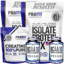 Combo 2x Whey Isolate 900g + 2x Bcaa 1G 60 Tablets + 1x Creatina Monohidratada Pura 250g - Profit