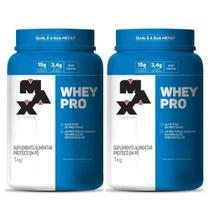 Combo 2x Whey Pro 1kg Baunilha - max Titanium Whey Concentrado