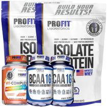 Combo 2x Whey Protein Isolate 900g + 1x Multivitamínico 90 Cápsulas + 2x Bcaa 60 Tablets - Profit