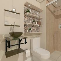 Combo 2x1 gabinete de vidro 40cm ap com cuba redonda ouro envelhecido + torneira cromada