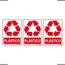 Combo 3 Adesivos De Sinalização Lixo Plástico 15x20 Ekomunike - S-241 F9e
