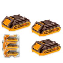 Combo 3 Baterias Ingco 20V 2.0Ah Íon Lítio Compatíveis Com a Linha P20S Carregamento Rápido Alta Autonomia e Durabilidade Sem Efeito Memória Combo 3 Baterias Ingco 20V 2.0Ah Íon Lítio Compatíveis Com a Linha P20S Carregamento Rápido Alta Autonomia e Durabilidade Sem Efeito Memória