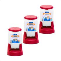 Combo 3 Bebedouro Prático Alvorada 3 Litros - Vermelho