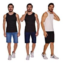 Combo 3 Bermuda Jeans Tradicional Elastano Estilosa