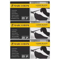 Combo 3 caixas luvas profissionais black p marco boni
