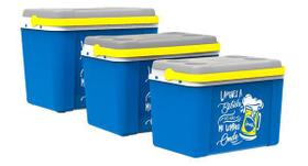 Combo 3 Caixas Térmicas 12l , 22l , 34 litros - Azul Summer