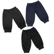 Combo 3 Calças de Moletom Flanelado Infantis - Preto, Azul-Marinho e Grafite, ideal para Escolinha Combo 3 Calças de Moletom Flanelado Infantis - Preto, Azul-Marinho e Grafite, ideal para Escolinha