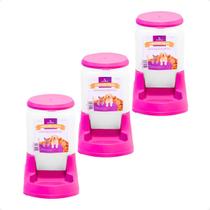 Combo 3 Comedouro Pratico Alvorada 3 Litros - Rosa
