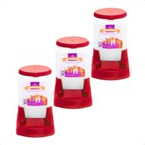 Combo 3 Comedouro Pratico Alvorada 3 Litros - Vermelho