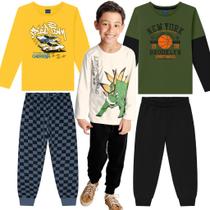 Combo 3 Conjuntos Moletom Infantins Masculino de Inverno Frio