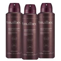 Combo 3 Desodorantes Antitranspirante Malbec Aerossol 75g/125ml