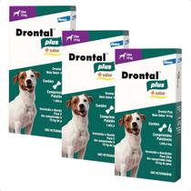 Combo 3 Drontal Plus Para Cães 10Kg Elanco - 4 Comprimidos