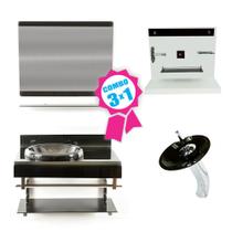 Combo 3 em 1 - Gabinete 70cm Espanha + Torneira Ibiza + Kit Banheiro Jerusalém