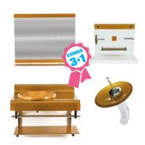 Combo 3 em 1 - Gabinete 70cm Espanha + Torneira Ibiza + Kit Banheiro Jerusalém