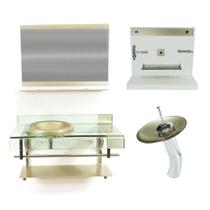 Combo 3 em 1 - Gabinete 90cm Inglaterra + Torneira Ibiza + Kit Banheiro Jerusalém