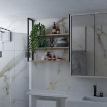 Combo 3 Estantes De Teto Preta 60x20cm Em Ferro Para Casa