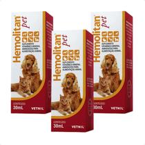 Combo 3 Hemolitan Pet Gotas Suplemento Vetnil - 30ml